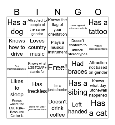 Identity Bingo Card