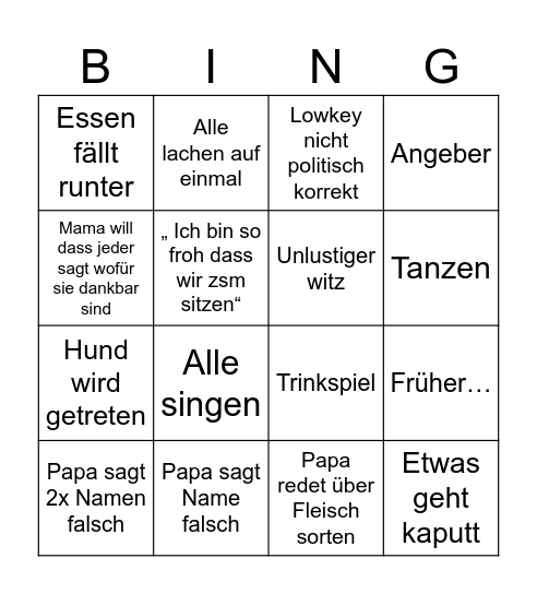 Weihnachts Bingo Card