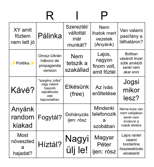 Taksonyozás bingo Card