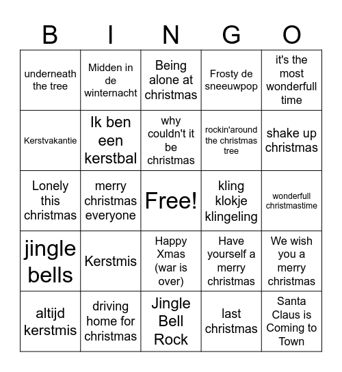 Boertjes Kerstbingo 2024 Bingo Card