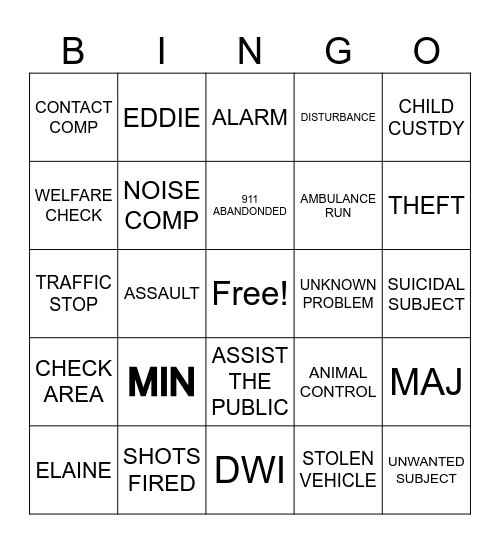 CHRISTMAS DISPATCH Bingo Card