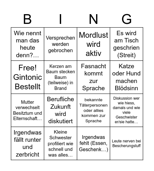 Weihnachten-Cheredition Bingo Card