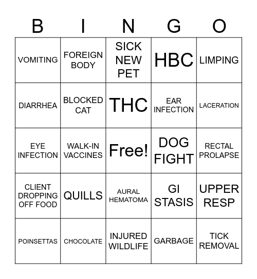 CHRISTMAS ER BINGO Card