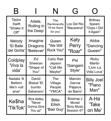BINGO MUSICAL 🎵 Bingo Card