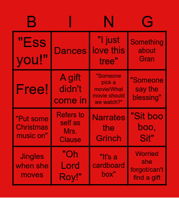 Mom Bingo Card