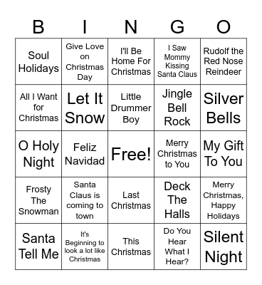 Ms. Bre's Christmas Music Bingo Card