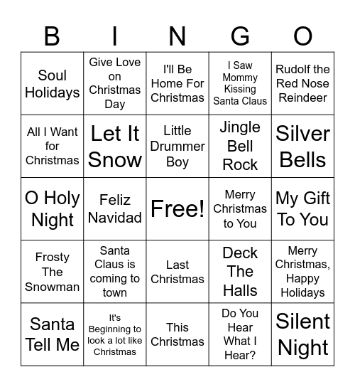 Ms. Bre's Christmas Music Bingo Card