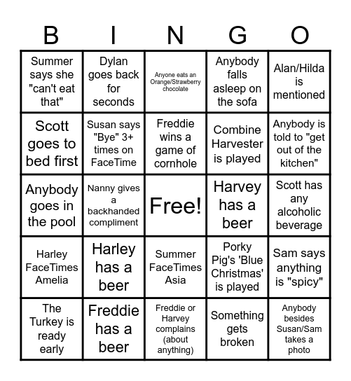 2025 Christmas Bingo Card