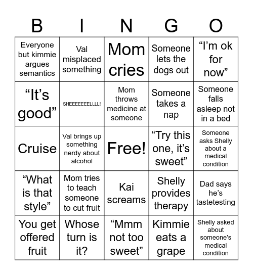 Restifichristmas Bingo Card