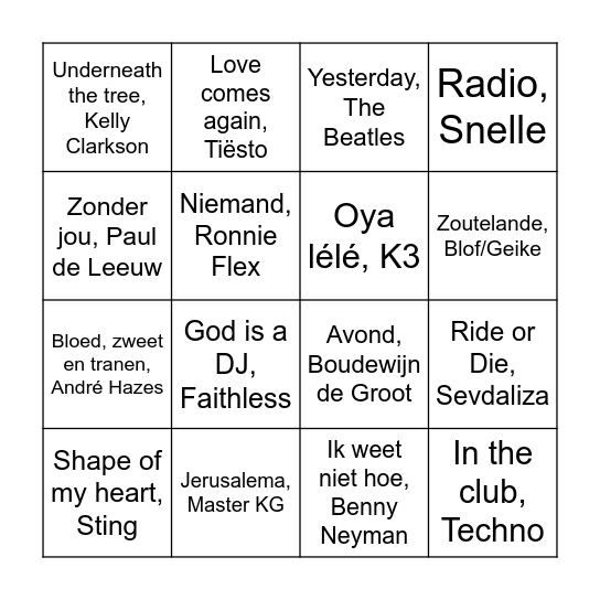 Ronde 2 Bingo Card