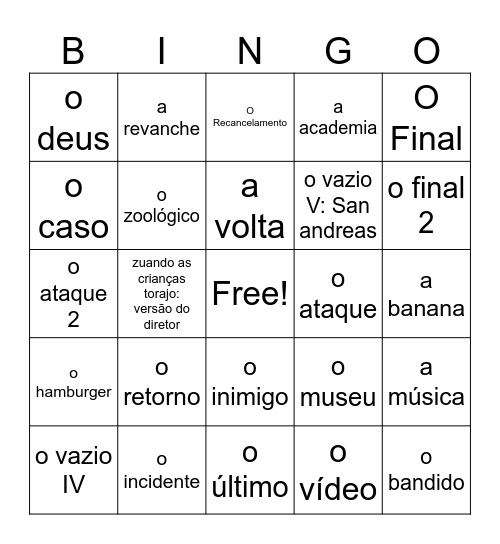 episódios da terceira temporada versão bingo Card