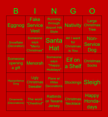 J&C's Christmas Bingo Card