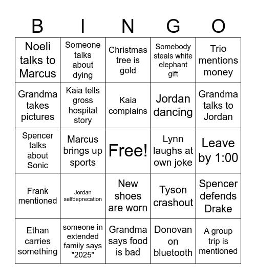 Christmas Bingo Card