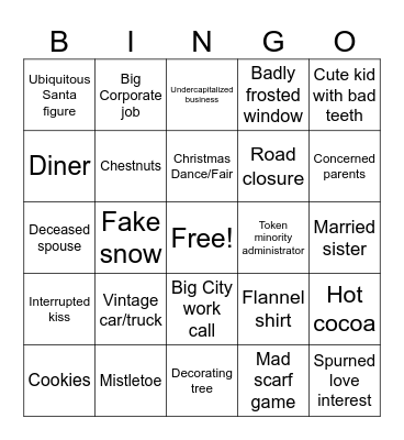 Hallmark Movie Fest Bingo Card