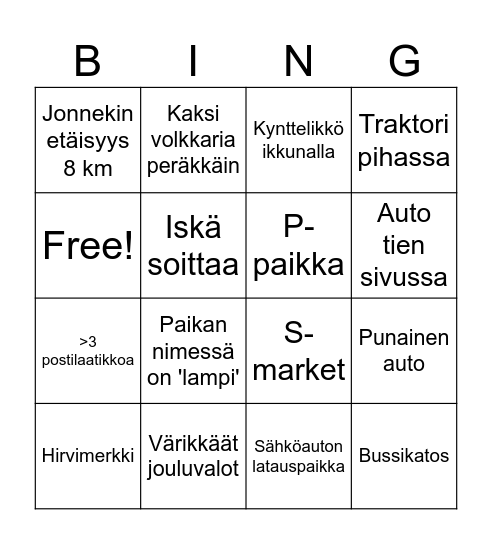 Joulubingo Card