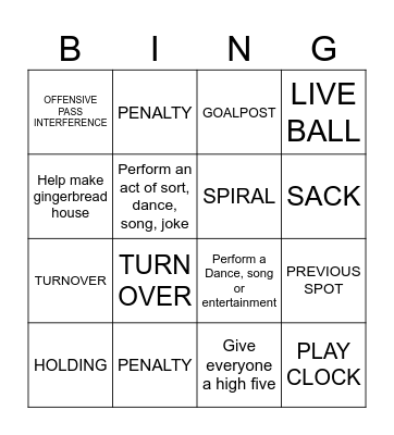 FOOTBALL Bingo Card