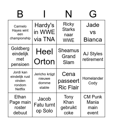 Jeroen WWE Bingo Card