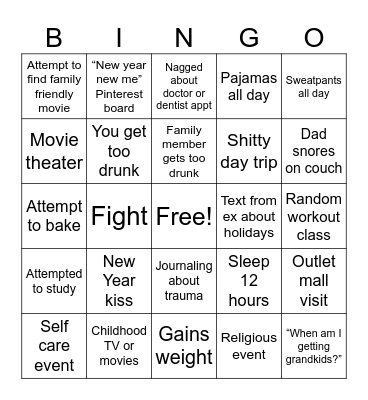 Holiday Hometown Bingo Card