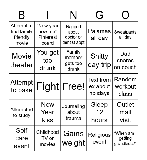 Holiday Hometown Bingo Card