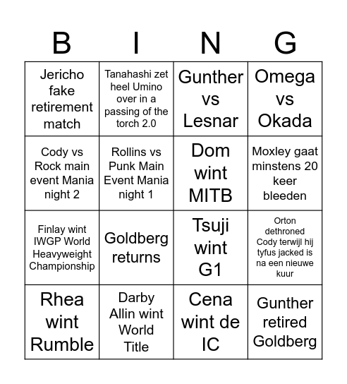 2025 Bingo Card