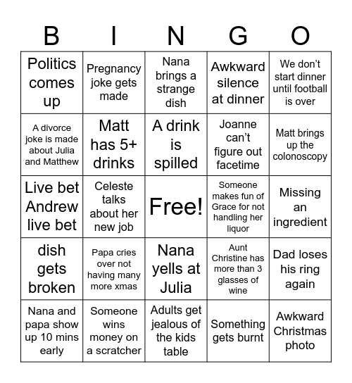 Christmas Bingo Card