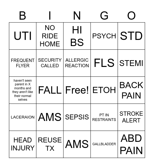 HOLIDAY ER BINGO Card