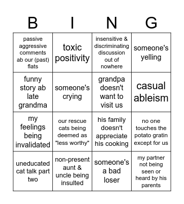 25th December Bingo Card