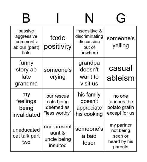 25th December Bingo Card