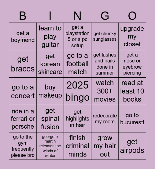 2025 Bingo Card