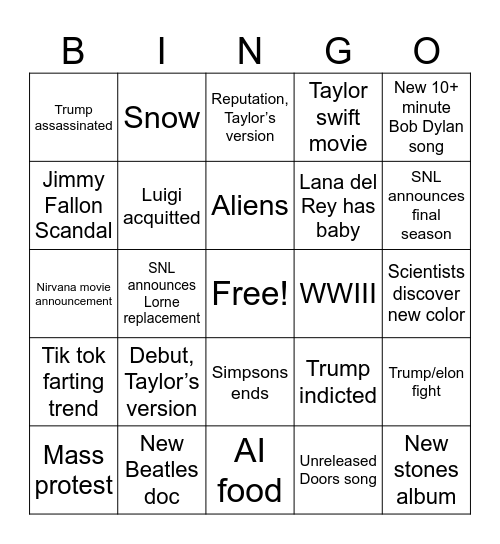 2025 Bingo Card
