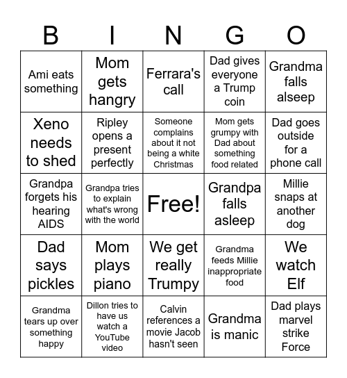 Murphy XMAS Bingo Card