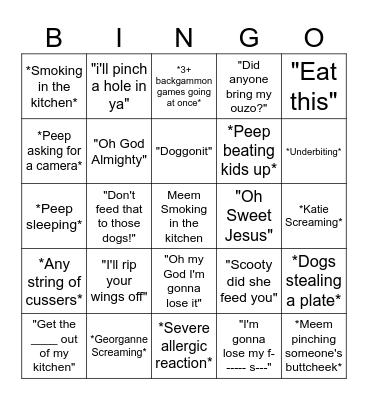 Semeniuk Family Christmas Bingo Card