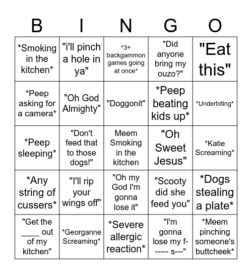 Semeniuk Family Christmas Bingo Card