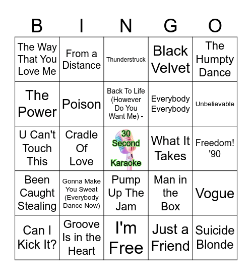 1990 Bingo Card