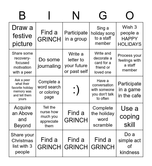 HOLIDAY ERC BINGO Card