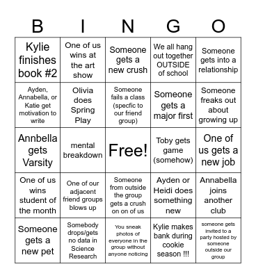 Friend Bingo Card