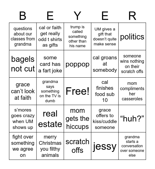 Christmas Bingo Card