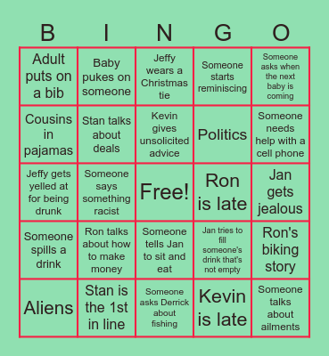 Christmas Family Bingo Card