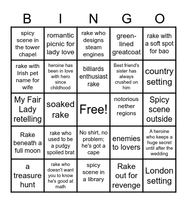 Rake Review Season 1 Bingo Card