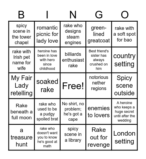 Rake Review Season 1 Bingo Card