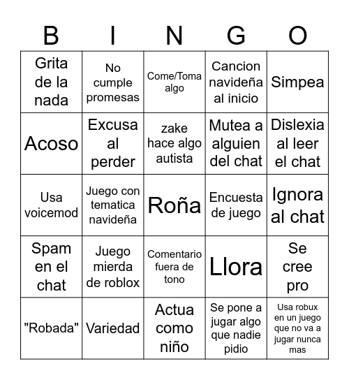zakebingo Card