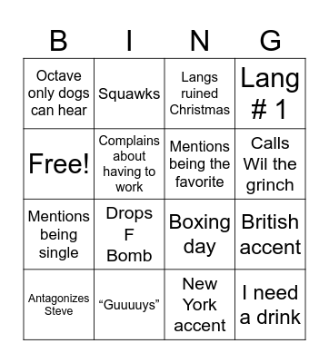 Lang Family Lashback Bingo Card