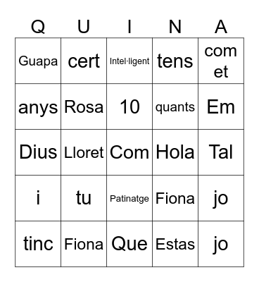 Gran Quina Nadalenca Bingo Card
