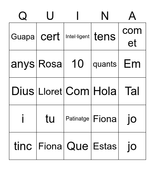 Gran Quina Nadalenca Bingo Card