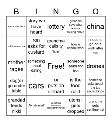 Henderson Christmas Bingo Card