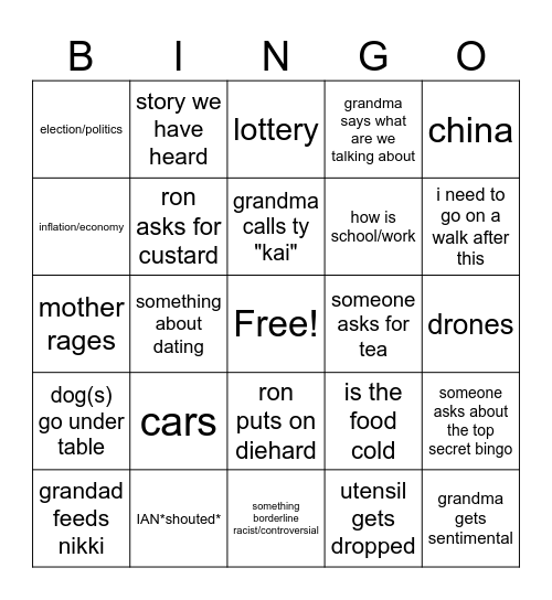 Henderson Christmas Bingo Card
