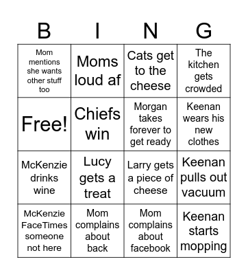 Family Christmas Bingo Card