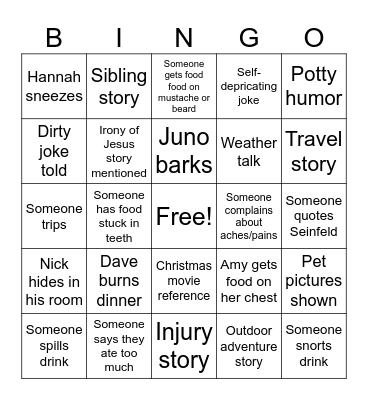 Name: ____________________________ Bingo Card