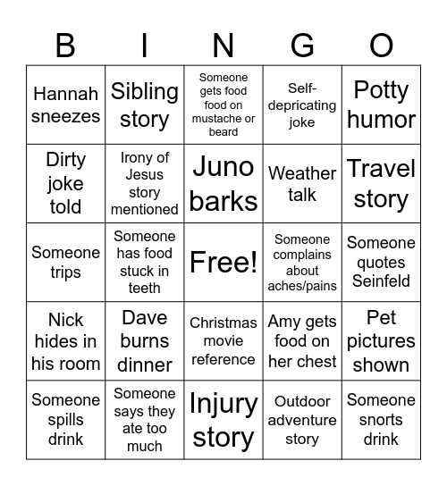 Name: ____________________________ Bingo Card