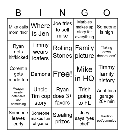 Christmas Bingo Card